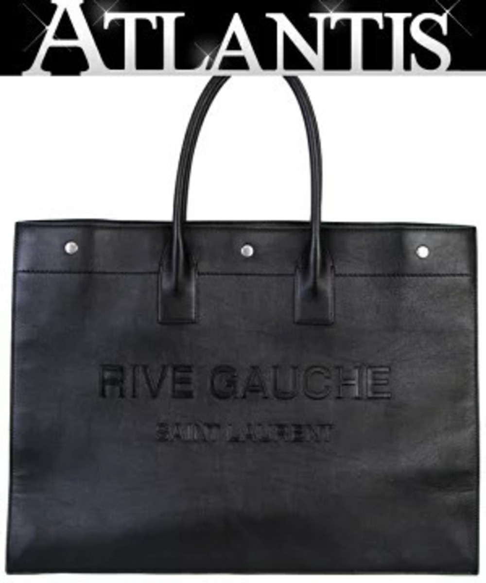 Saint Laurent Paris RIVE GAUCHE tote bag business leather black